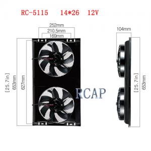 Fan 14X26 12V metal frame