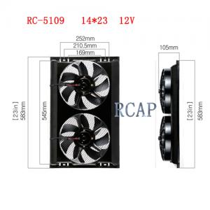 Fan 14X23 12V metal frame double fan